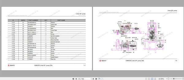 Sany Hydraulic Excavator SY245C9 Parts Manual SY0245BJG3268 EN 1