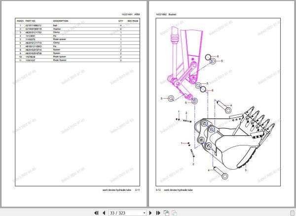 Sany Hydraulic Excavator SY330H Parts Book SY0332CA10398 EN 1