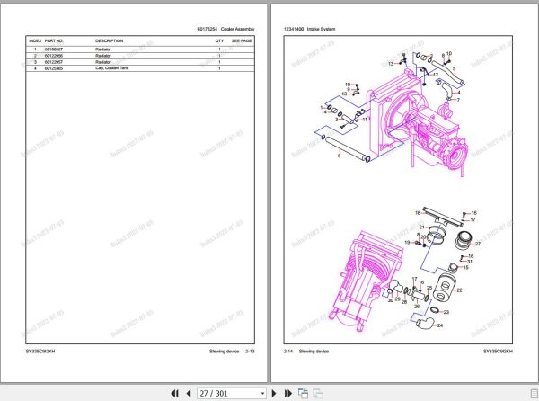 Sany Hydraulic Excavator SY335C Parts Book SY033BBK02098 EN 1