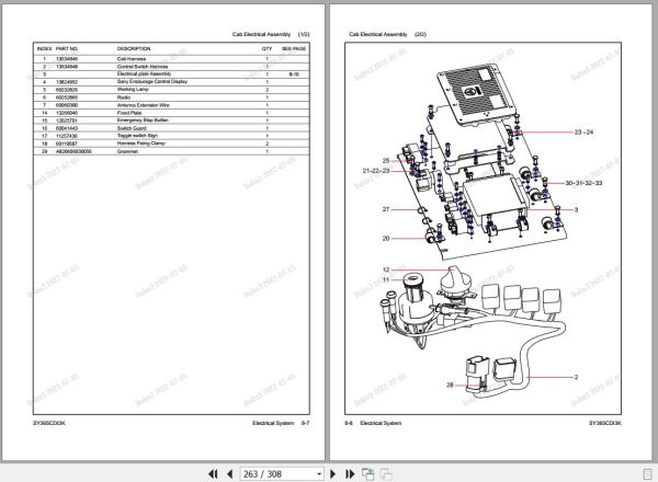 Sany Hydraulic Excavator SY365C Parts Book SY036GBK50078 EN 2