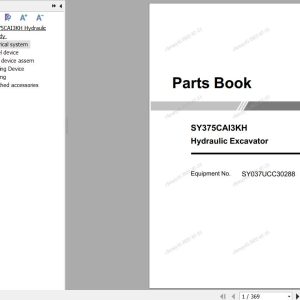Sany Hydraulic Excavator SY375C Parts Book SY037UCC30288 EN