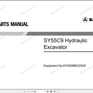 Sany Hydraulic Excavator SY55C9 Parts Manual SY0058BK22528 EN