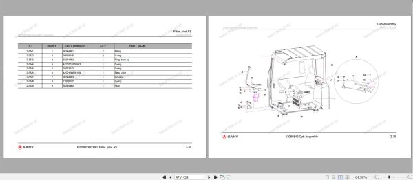 Sany Hydraulic Excavator SY55C9 Parts Manual SY0058BK22528 EN 2