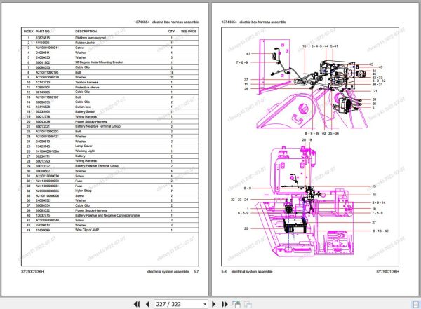 Sany Hydraulic Excavator SY750C1I3KH Parts Book SY0753CB00698 EN 2
