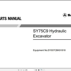 Sany Hydraulic Excavator SY75C9 Parts Manual SY007CBK91818 EN