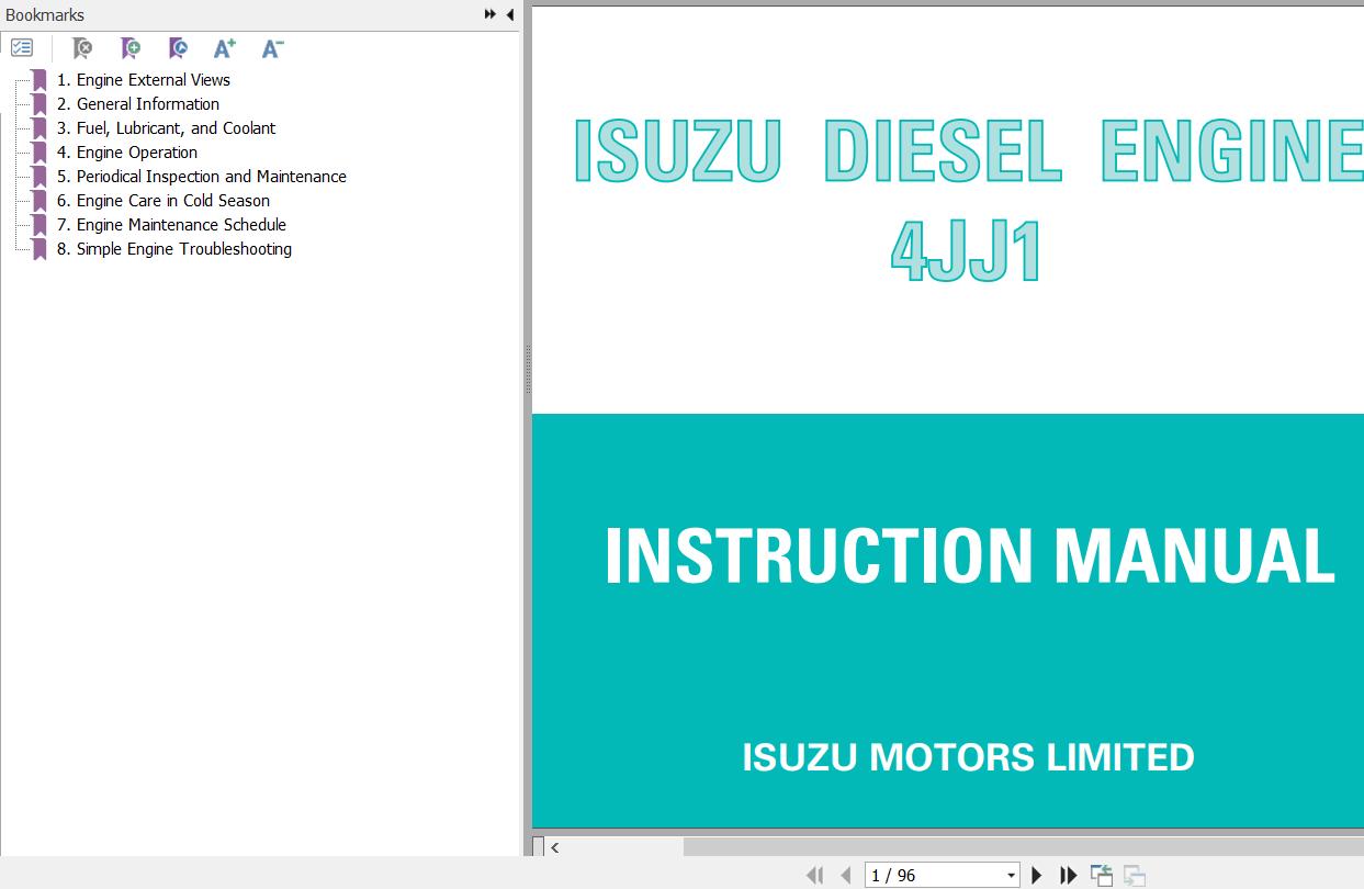Sany Isuzu Engine 4JJ1 Instruction Manual IDE 6230 EN 1