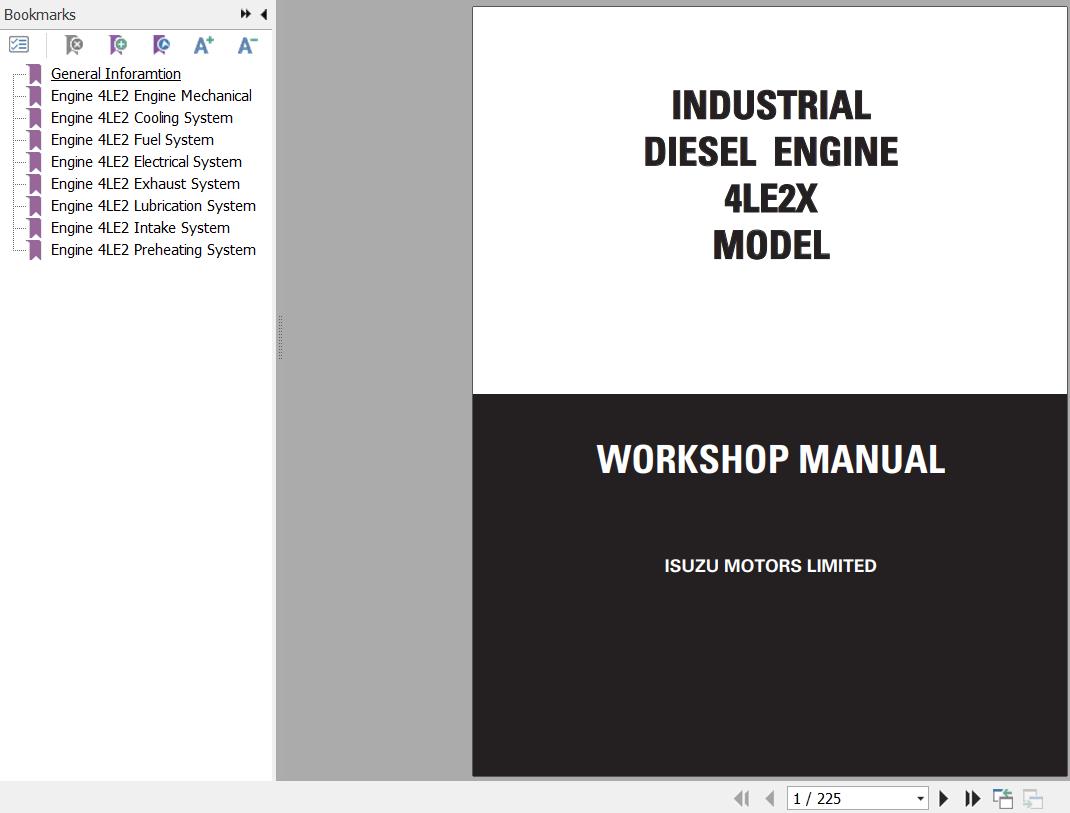 Sany Isuzu Engine 4LE2X Workshop Manual IDE 2450 EN 1