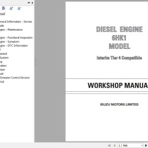 Sany Isuzu Engine 6HK1 Interim Tier 4 Compatible Workshop Manual IDE 2610 EN 1