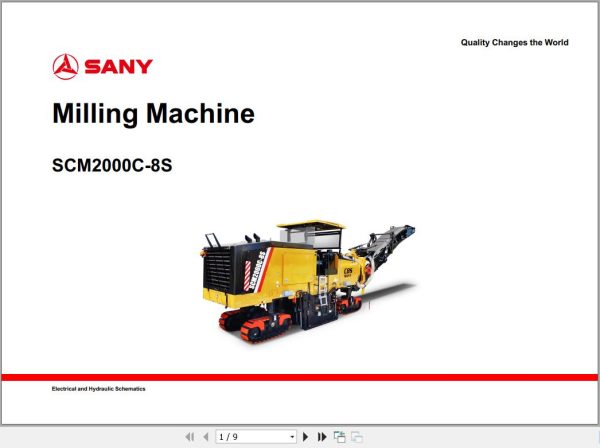 Sany Milling Machine SCM2000C 8S Electrical and Hydraulic Schematics EN