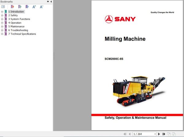 Sany Milling Machine SCM2000C 8S Operation and Maintenance Manual EN