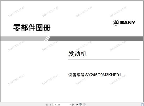 Sany Mitsubishi Engine D06FRC TAA 147kW Parts Manual SY245C9M3KHE01 EN ZH