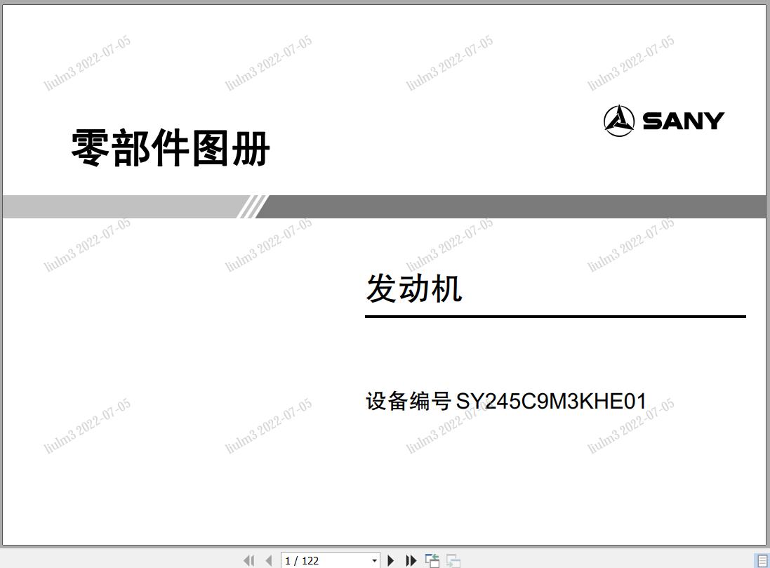 Sany Mitsubishi Engine D06FRC TAA 147kW Parts Manual SY245C9M3KHE01 EN ZH
