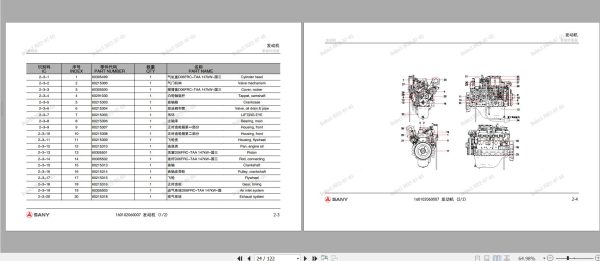 Sany Mitsubishi Engine D06FRC TAA 147kW Parts Manual SY245C9M3KHE01 EN ZH 1