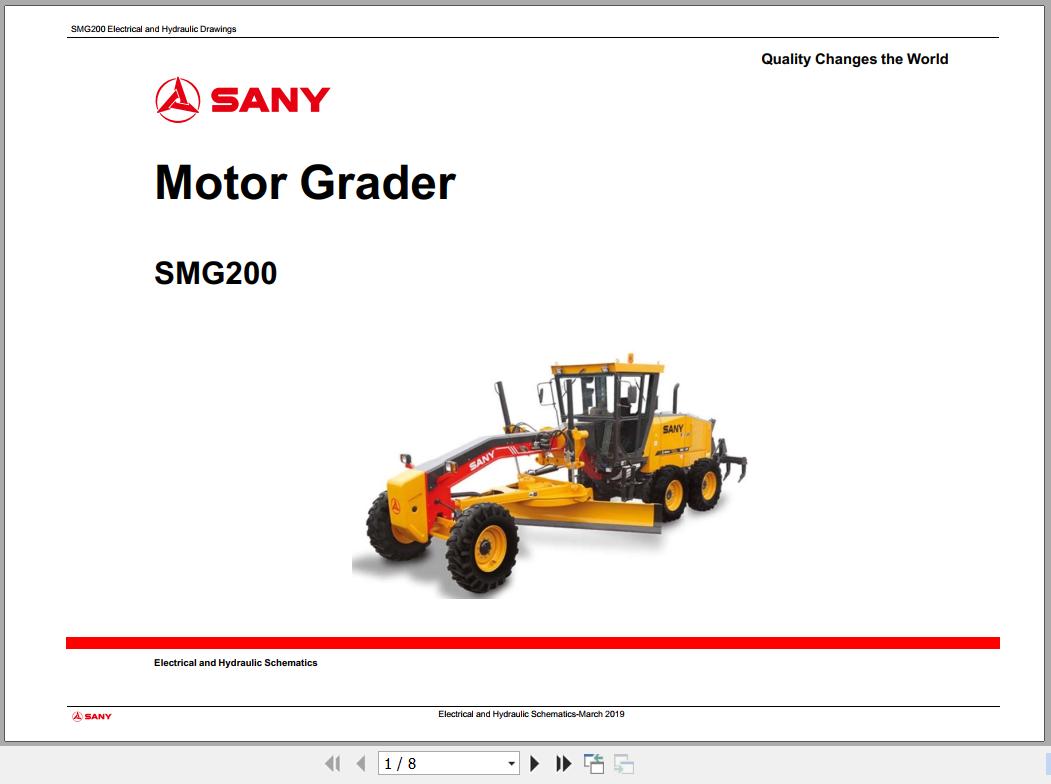 Sany Motor Grader SMG200 Electrical and Hydraulic Schematic EN