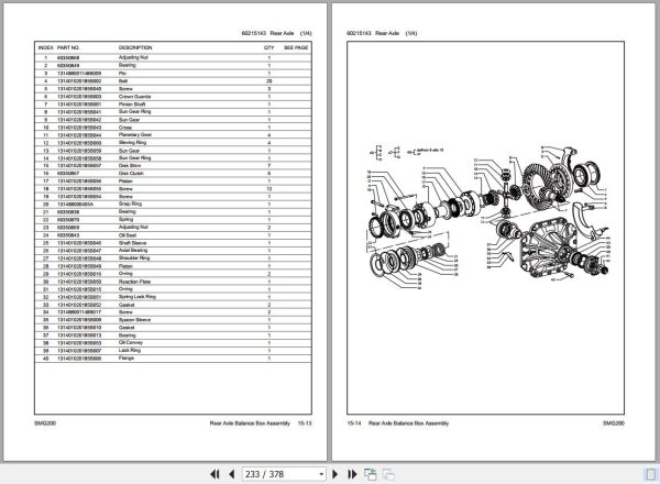 Sany Motor Grader SMG200 Parts Book PY1120CB1015 EN 2