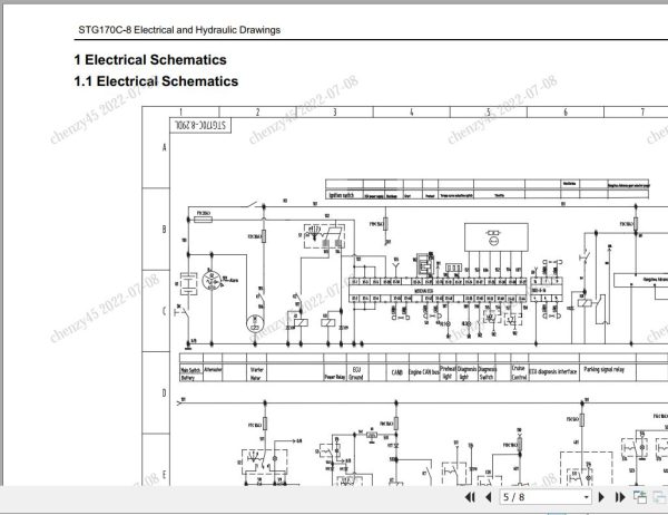 Sany Motor Grader STG170C 8 Electrical and Hydraulic Schematic EN 1