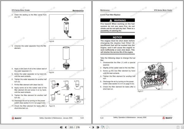 Sany Motor Grader STG170C 8 Operation and Maintenance Manual EN 2
