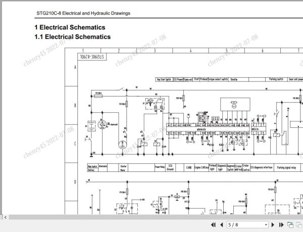 Sany Motor Grader STG210C 8 Electrical and Hydraulic Schematics EN 1