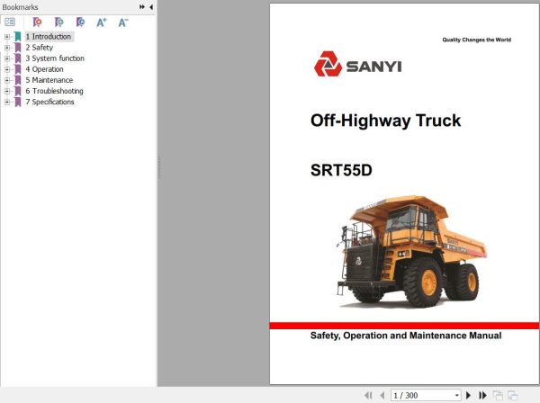 Sany Off Highway Truck SRT55D Operation and Maintenance Manual EN