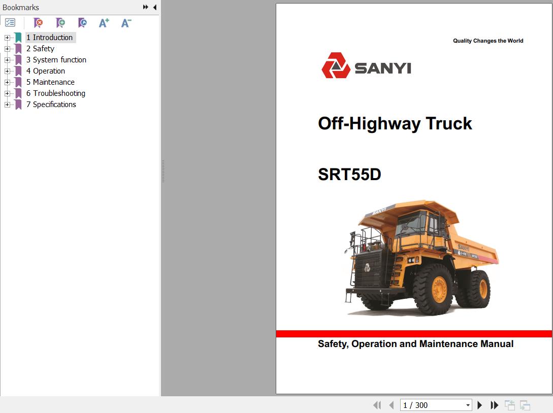 Sany Off Highway Truck SRT55D Operation and Maintenance Manual EN