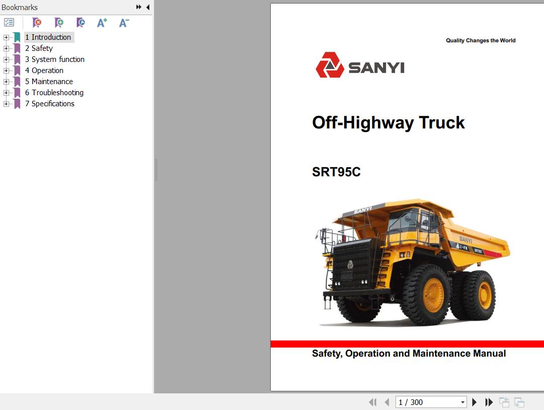 Sany Off Highway Truck SRT95C Operation and Maintenance Manual EN