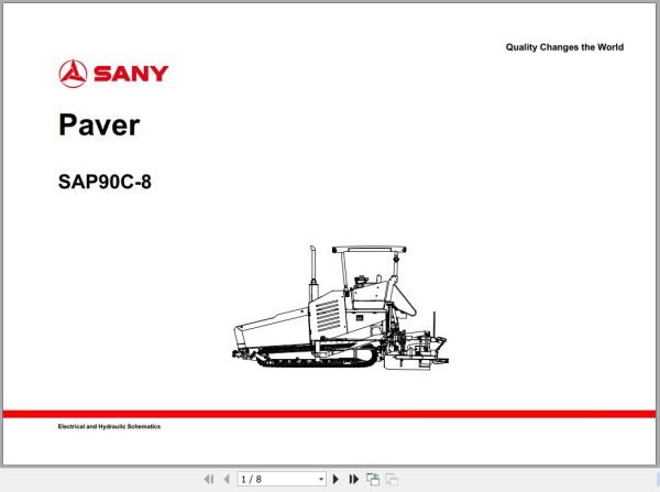 Sany Paver SAP90C 8 Electrical and Hydraulic Schematic EN