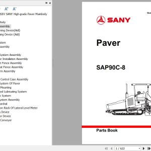 Sany Paver SAP90C 8 Parts Book LT2790CC0183 EN