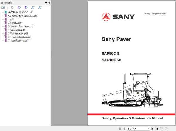 Sany Paver SAP90C 8 SAP100C 8 Operation and Maintenance Manual EN