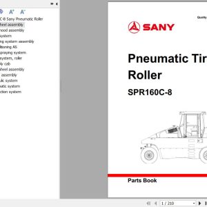 Sany Pneumatic Tire Roller SPR160C Parts Book YZ3220CB0890 EN
