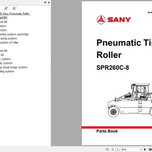 Sany Roller SPR260C 8 Parts Book YZ3826CA0338 EN