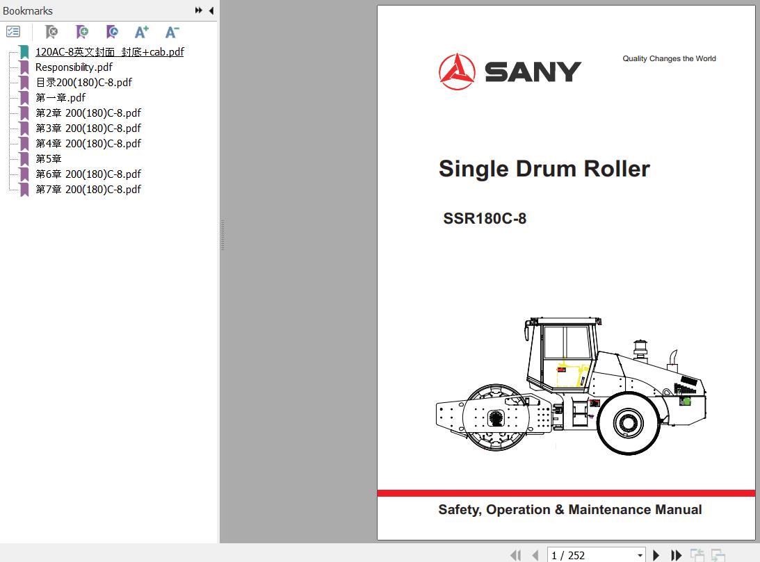 Sany Roller SSR180C 8 Operation and Maintenance Manual EN