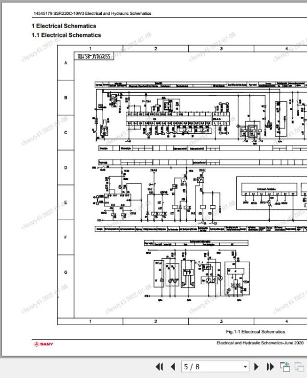 Sany Roller SSR220C 8H Electrical and Hydraulic Schematics EN 1