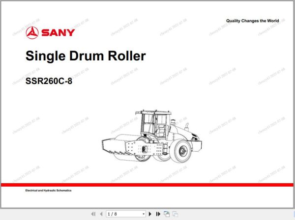 Sany Roller SSR260C 8 Electrical and Hydraulic Schematics EN