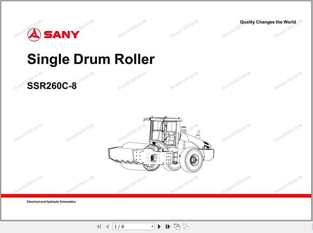 Sany Roller SSR260C 8 Electrical and Hydraulic Schematics EN