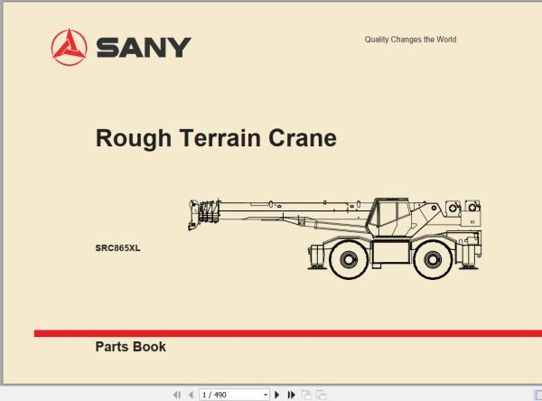 Sany Rough Terrain Crane SRC865XL Parts Book 11RC00553081 EN 1