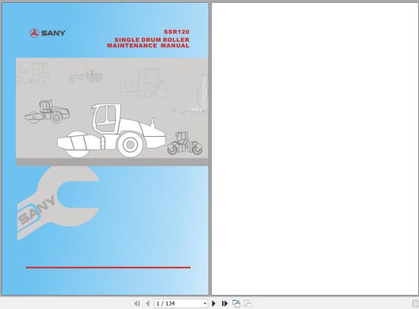 Sany Single Drum Roller SSR120 Maintenance Manual EN