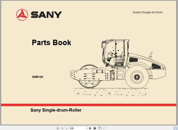 Sany Single Drum Roller SSR120 Parts Book 13YZ13120153 EN