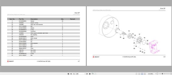Sany Single Drum Roller SSR120 Parts Book 13YZ13120153 EN 2