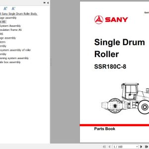 Sany Single Drum Roller SSR180C 8 Parts Book YZ1818CA0709 EN