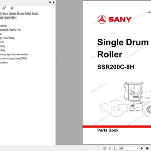 Sany Single Drum Roller SSR200C 8H Parts Book YZ1820CA0328 EN