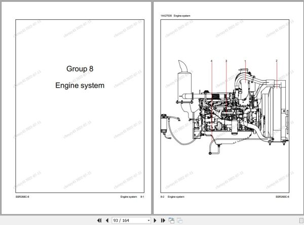 Sany Single Drum Roller SSR260C 8 Parts Book YZ1826CA1422 EN 2