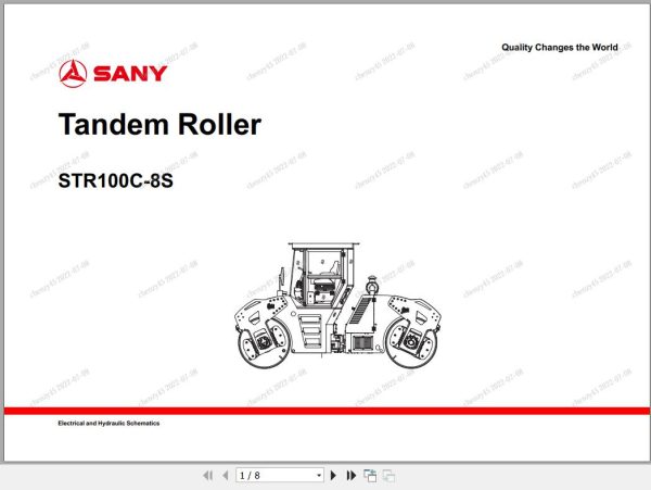 Sany Tandem Roller STR100C 8S Electrical and Hydraulic Schematics EN