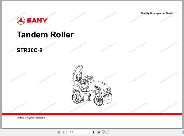 Sany Tandem Roller STR30C 8 Electrical and Hydraulic Schematics EN