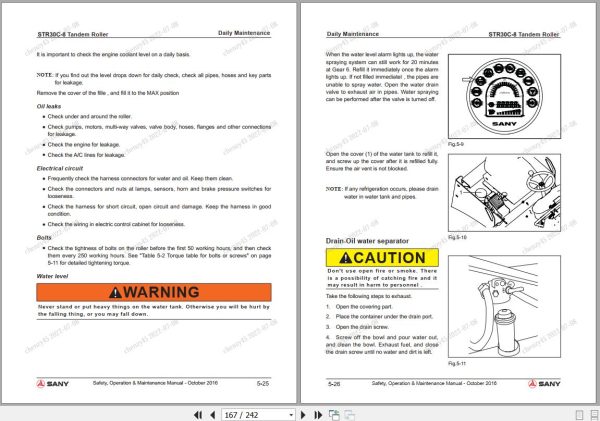 Sany Tandem Roller STR30C 8 Operation and Maintenance Manual EN 2