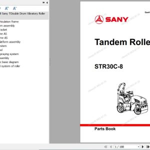Sany Tandem Roller STR30C 8 Parts Book YZ2703CC1408 EN