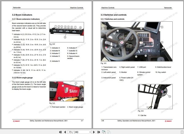 Sany Telehandler STH1056A Operation and Maintenance Manual EN 1