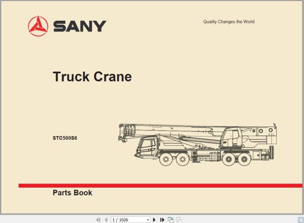 Sany Truck Crane SCT500S6 Parts Book 14TC10502358 EN