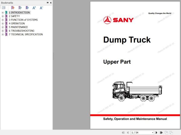 Sany Upper Part SYM3250ZZX1E Operation and Maintenance Manual EN