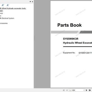 Sany Wheel Excavator SY65W Parts Book SY0061CB17198 EN