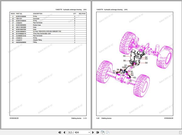 Sany Wheel Excavator SY65W Parts Book SY0061CB17198 EN 2